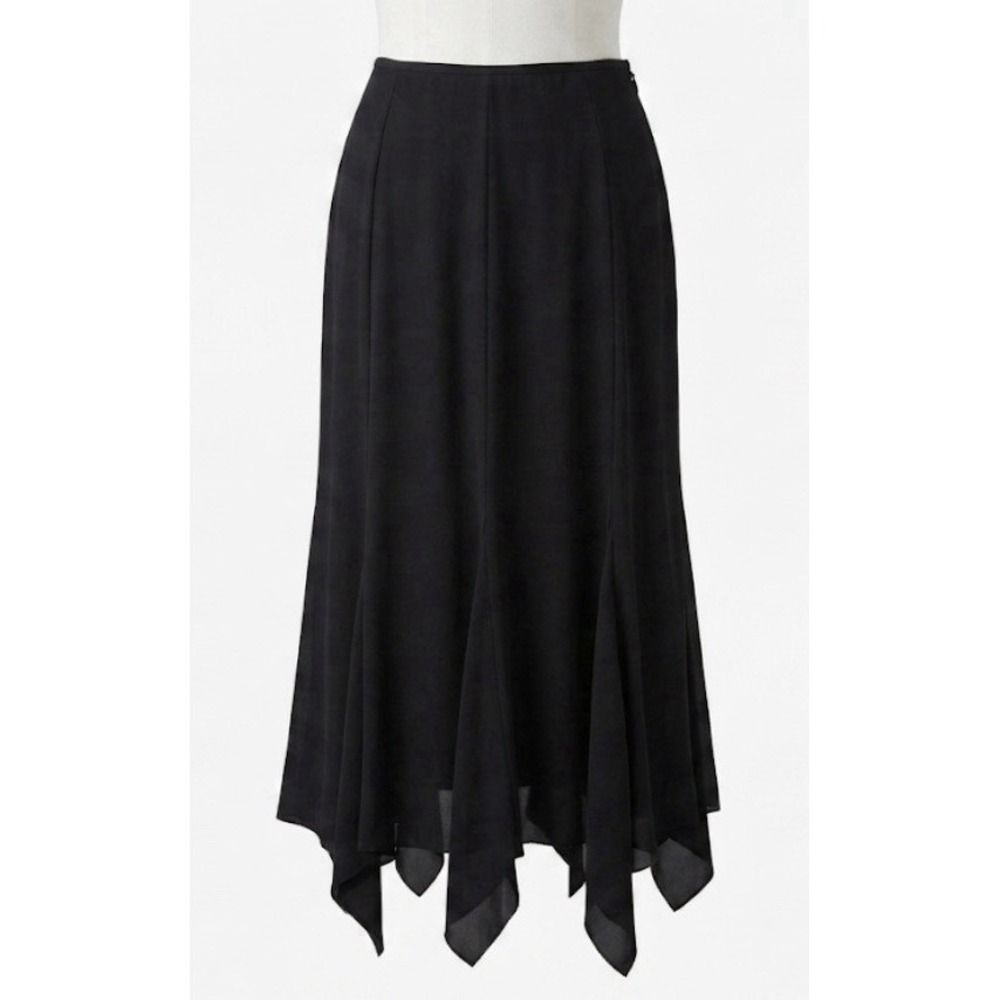 Metaphor Black Handkerchief Hem Skirt Sz 16 Flowy Goth Vamp Asymmetrical Midi